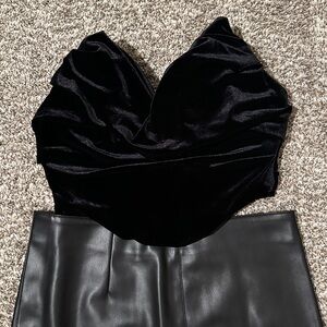 House of CB black velvet corset top